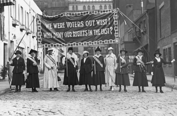 image of rally for women's suffrage